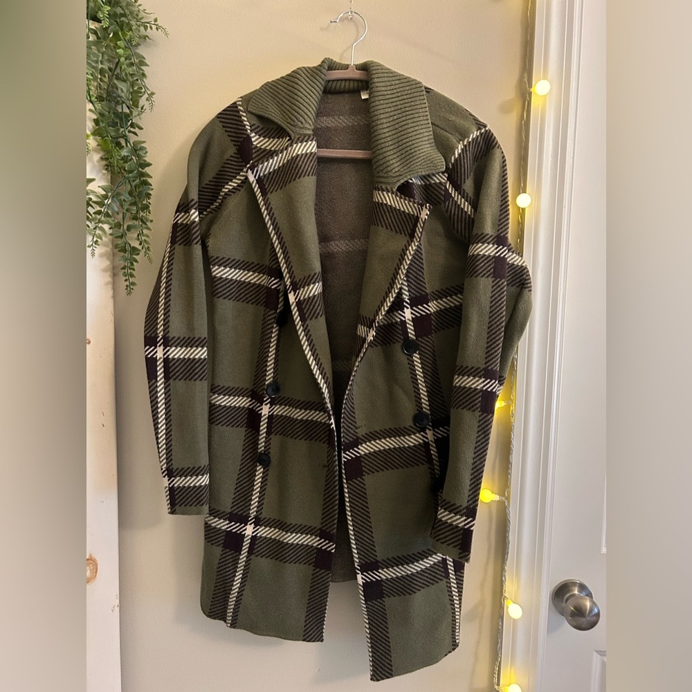 Max Studio Shacket Plaid Green Women's
